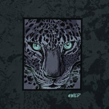 Preview: French Terry Panel ca. 85 cm Leopard auf Anthrazit Wild by Thorsten Berger von Swafing